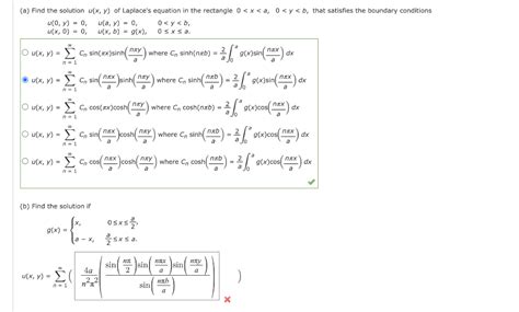 Solved A Find The Solution U X Y Of Laplace S Equation Chegg