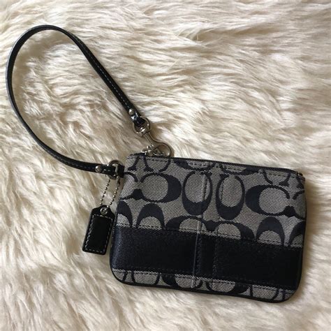 Coach Signature Wristlet Wallet Black & Khaki - Gem