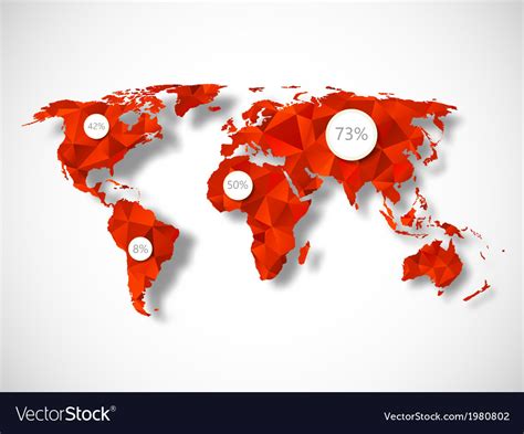 Polygonal World Map With Infographic Elements Vector Image