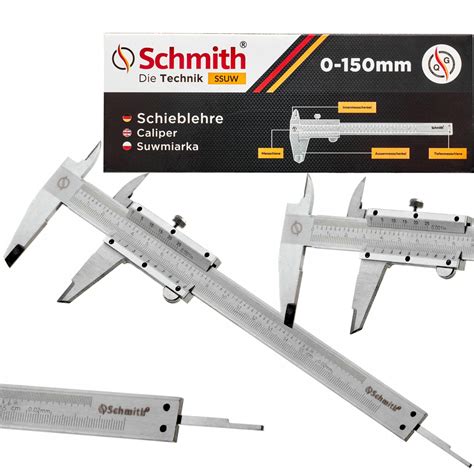 SCHMITH SUWMIARKA ANALOGOWA NONIUSZOWA INOX 150 MM GŁĘBOKOŚCIOMIERZ