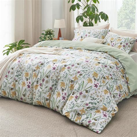 Bedsure Green Floral Comforter Set Bedding Comforter Set