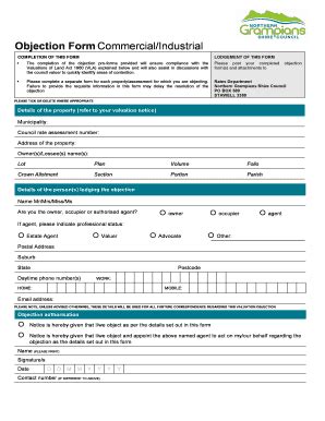 Fillable Online Objection Form Commercial Final Fax Email Print PdfFiller