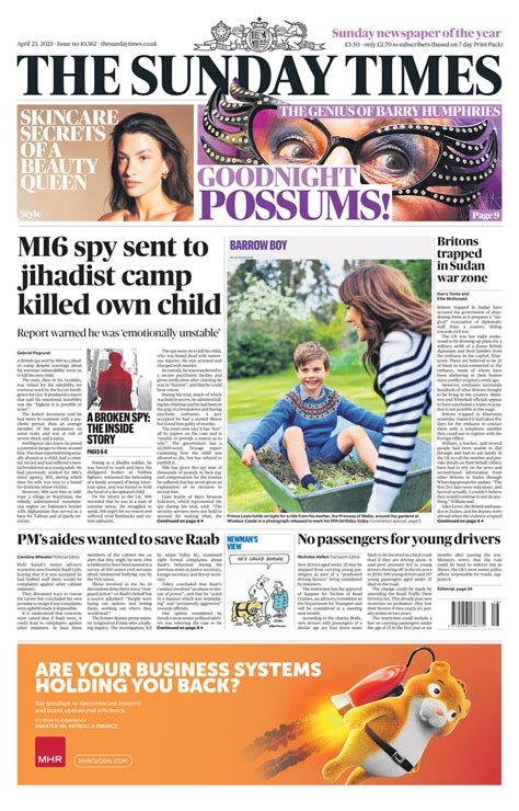 Sunday Times Front Page 7th Of May 2023 Tomorrows Papers Today