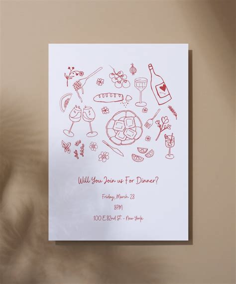 DINNER PARTY INVITE Template Dinner Party Invitation Playful, Hand ...