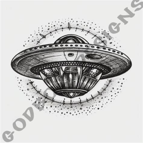 UFO Tattoo Design Pack 4 PSD and PNG Files Perfect for Artists and Sci ...