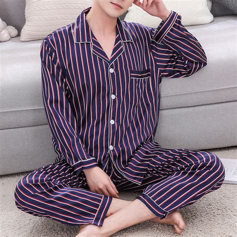 Dxhmoneyhx Clearance Mens Pajama Set Long Sleeve Pajama Shirt And Pants Lounge Stripe Set Cozy