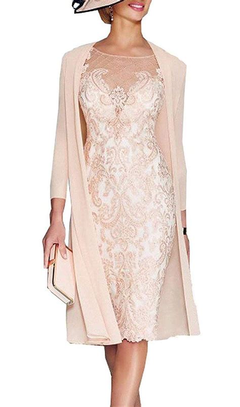 Chiffon Mother Of The Bride Dresses Lace Tea Length With 3 4 Sleeves