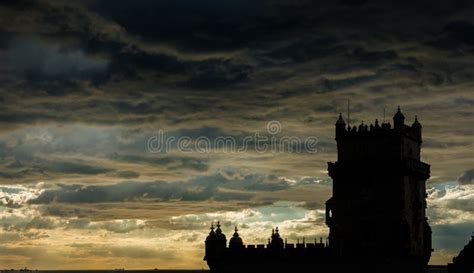 Atlantic Ocean and Belem Tower at Sunset Stock Image - Image of ...