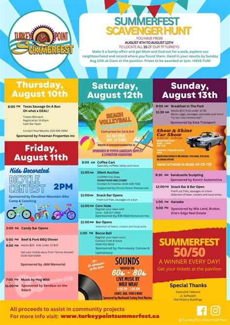 Events Schedule Turkey Point Summerfest