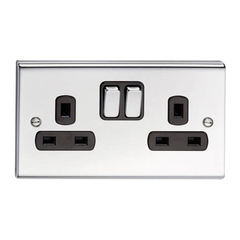 Deta Sd Chb Slimline Decor Chrome Screwed Gang Double Pole