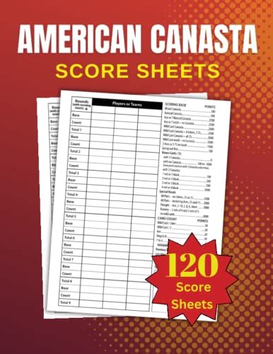 American Canasta Score Sheets Log Book For Canasta Card Games By Sanae