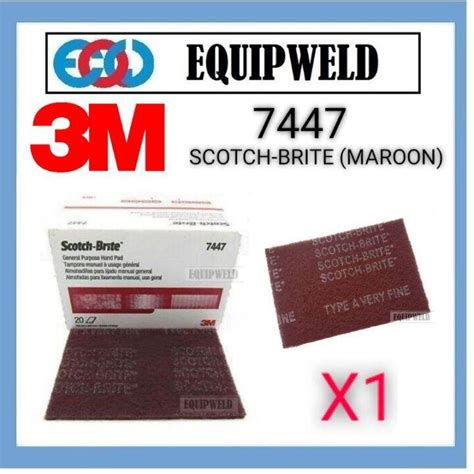 3M 7447 SCOTCH BRITE GENERAL PURPOSE HAND PAD 1PC MAROON ORIGINAL