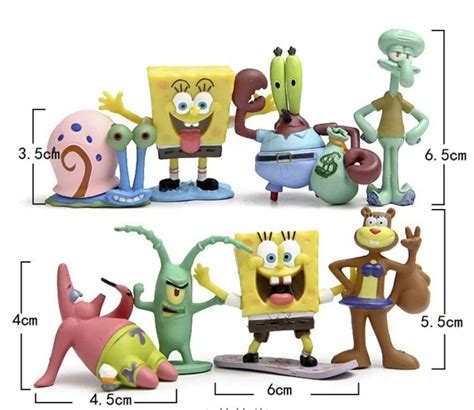 SpongeBob Kanciastoporty Figurki Zestaw 8 Sztuk 11587380315