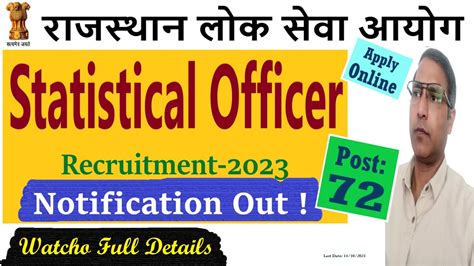 Rpsc Statistical Officer So Recruitment Rajasthan Statistical