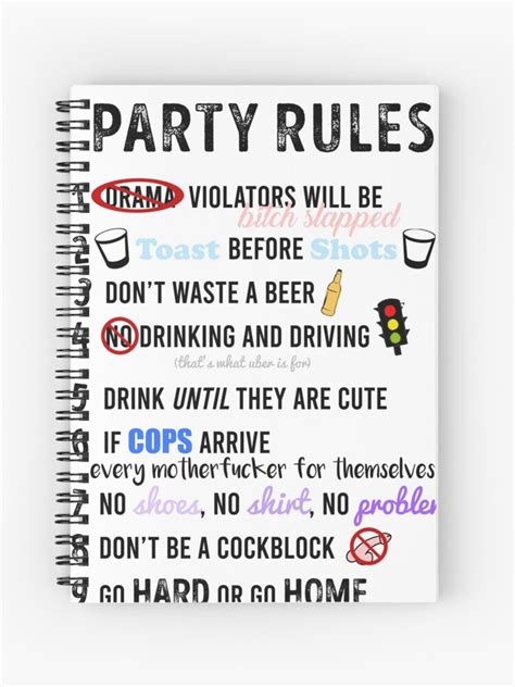 Party Rules Spiral Notebook | ubicaciondepersonas.cdmx.gob.mx