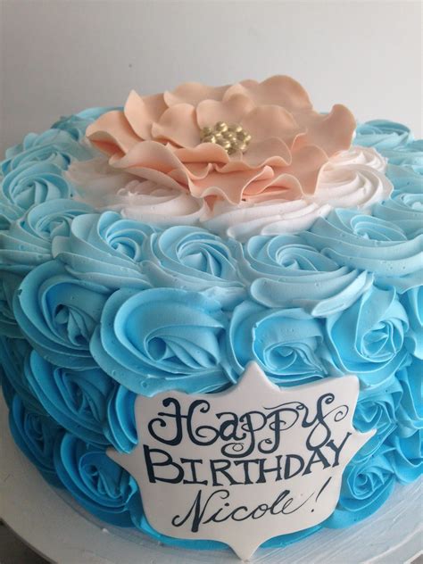 Ombre Rosette Cake 3467 Blue Ombre Rosette Birthday Cake Flickr