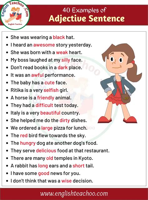 Examples Of Adjectives In Sentences Adjective Sentence Examples