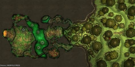 Green Dragon Lair from SDW [140 x 70] : dndmaps in 2022 | Dragon's lair ...