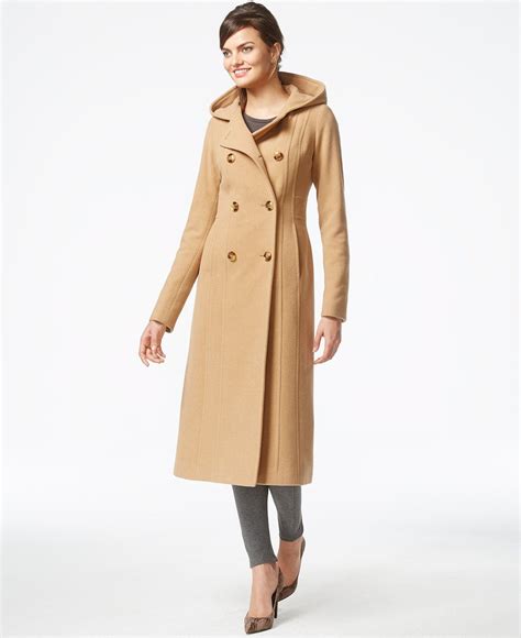 Anne Klein Double Breasted Hooded Maxi Coat Coats Women Macy S Coats Jackets Women Maxi