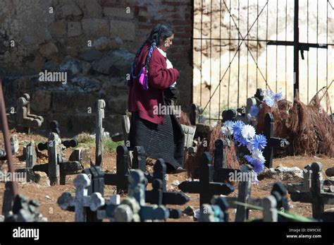 Tzotzil Maya Woman At The Cemetery Of San Juan Chamula Chiapas Mexico