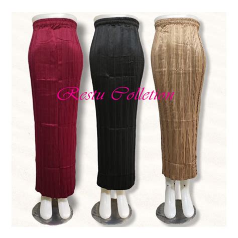 Jual Rok Plisket Polos Bawahan Kebaya Bahan Semi Silk Sutra Premium