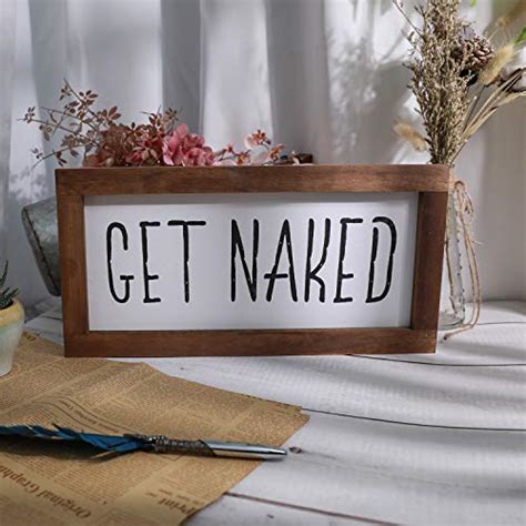 AMOCHY Rustic Bathroom Get Naked Sign Bathroom Decor Wood Sign