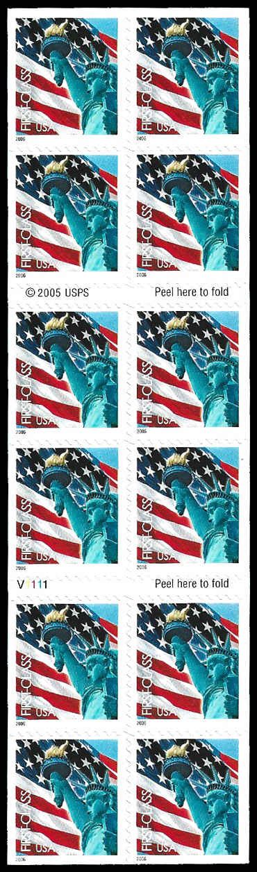 PCBstamps US 3978b Bk Pane 7 80 20x39c Flag Statue Of Liberty MNH