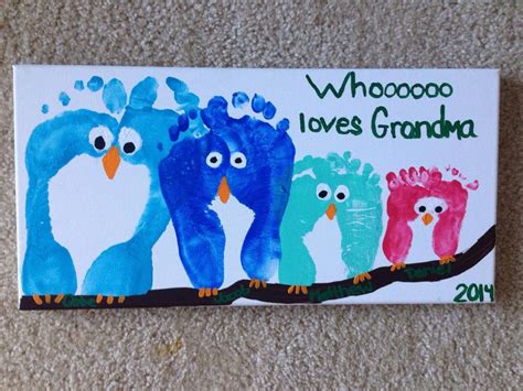 Owl Footprint Art Whooooo Loves Grandma Perfect Christmas T For