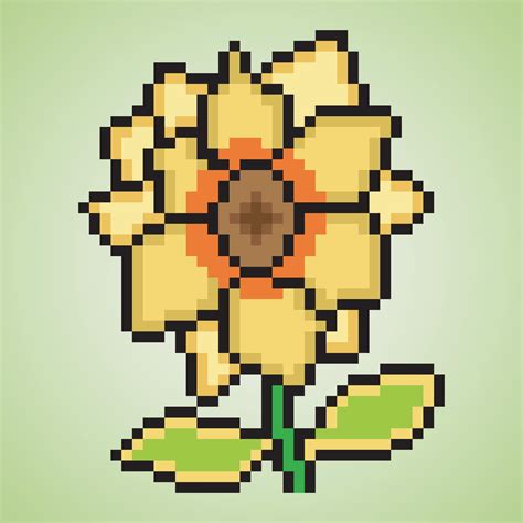 Sunflower icon pixel art. Vector illustration. 13761684 Vector Art at Vecteezy