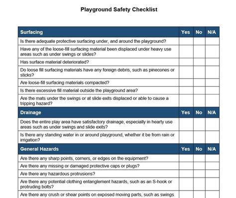 Playground Safety Checklist Playground Inspection Template Playground