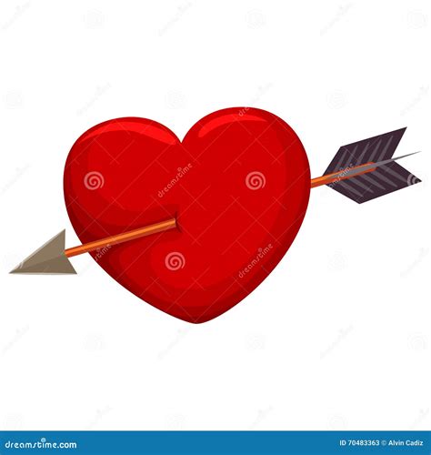 Heart Pierced By Arrow Stock Vector Illustration Of February 70483363