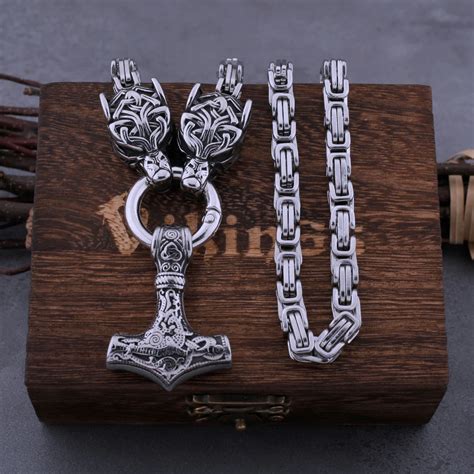 Viking Necklaces Wolf Head Thor S Hammer Viking Sons Of Odin