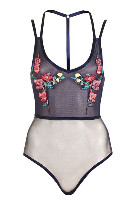 Floral Embroidered Body Lingerie Clothing Topshop Europe Bikini