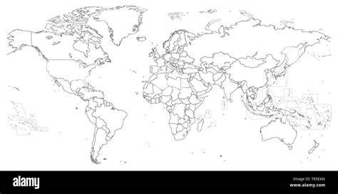 World Political Map Black And White A4 Size