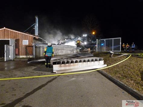 B Vollbrand Hackschnitzelbunker Freiwillige Feuerwehr Bingen