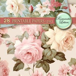 Shabby Chic Digital Scrapbooking Paper Pack Pink Floral Digital