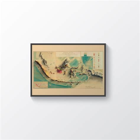 Indonesia Map Indonesia 2D Relief Map Indonesia Vintage Gift - Etsy