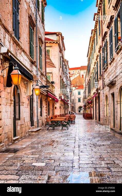 Dubrovnik, Croatia. Dubrovnik old city street view (medieval Ragusa) in ...