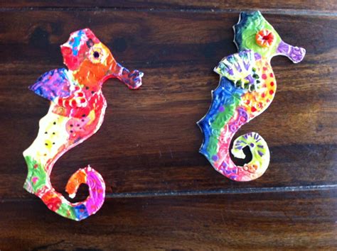 Clay Slab Seahorse Clay Seahorse Kids Art Projects Camping Art