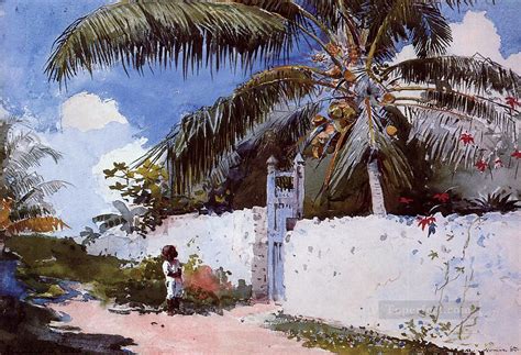 A Garden in Nassau Winslow Homer watercolor Painting in Oil for Sale