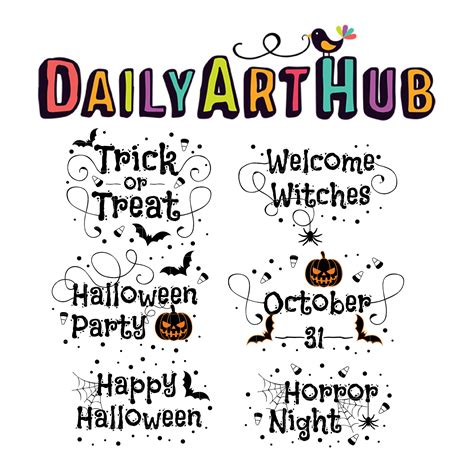 Halloween Greetings And Messages Clip Art Set Daily Art Hub