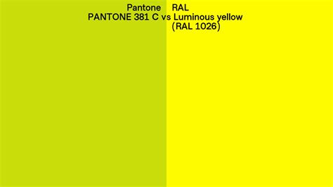 Pantone 381 C Vs Ral Luminous Yellow Ral 1026 Side By Side Comparison