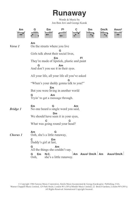 Runaway by Bon Jovi - Guitar Chords/Lyrics - Guitar Instructor