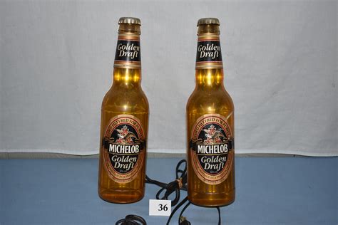 Lot Two Michelob Golden Draft Beer Bottle