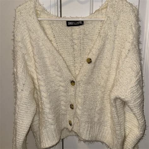 Sweet And Sinful Sweaters Sweet Sinful Fuzzy Cableknit Cropped Cardigan Sweater Poshmark