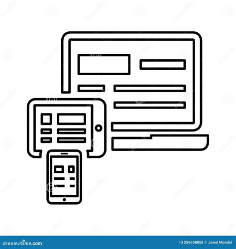 Responsive Ui Design Outline Icon Line Vector Design Stock