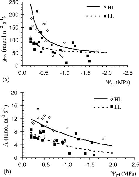 Relationship between net photosynthesis a A mmol m À2 s À1 or