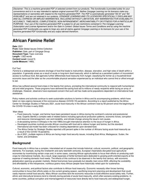 African Famine Relief | PDF | Famine | Food Security