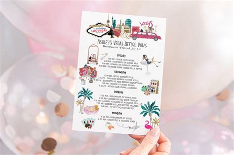 Bachelorette Weekend Itinerary Las Vegas Template Printable Etsy