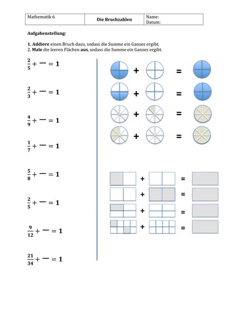 Bruchteile Br Che Darstellen Arbeitsblatt Pdf